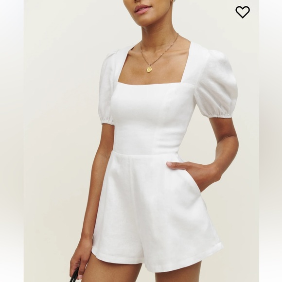 Reformation Pants - Reformation || Dionne White Linen Romper NWT